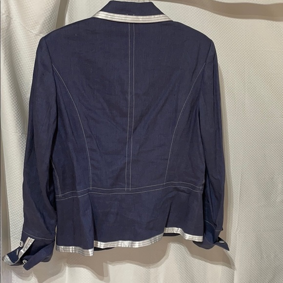 Script 12 blue linen jacket white ribbon trim NWT - Picture 9 of 12